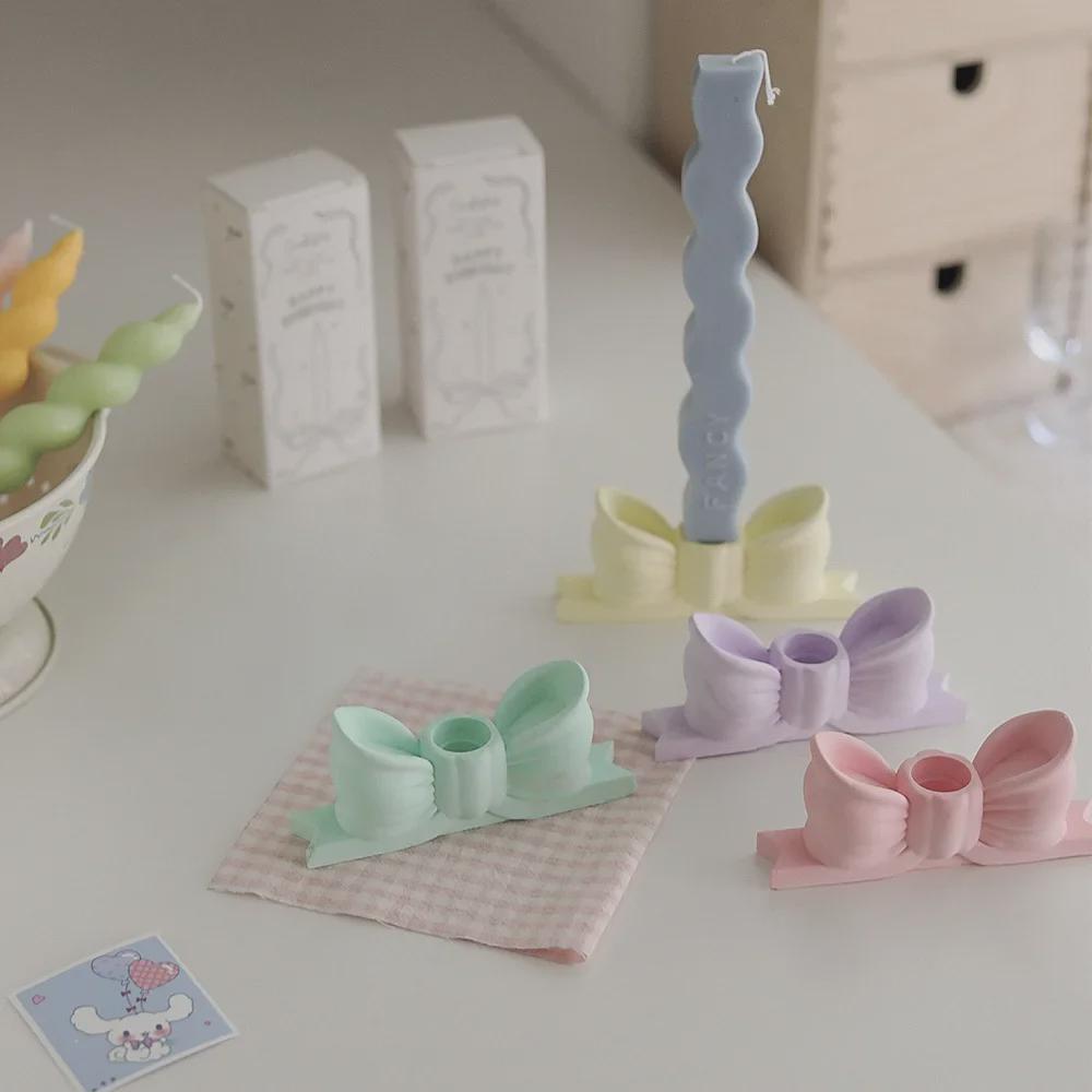 Элегантный розовый бант из гипса подсвечник с длинным стержнем - ароматерапия высокого класса и креативный орнамент в стиле INS