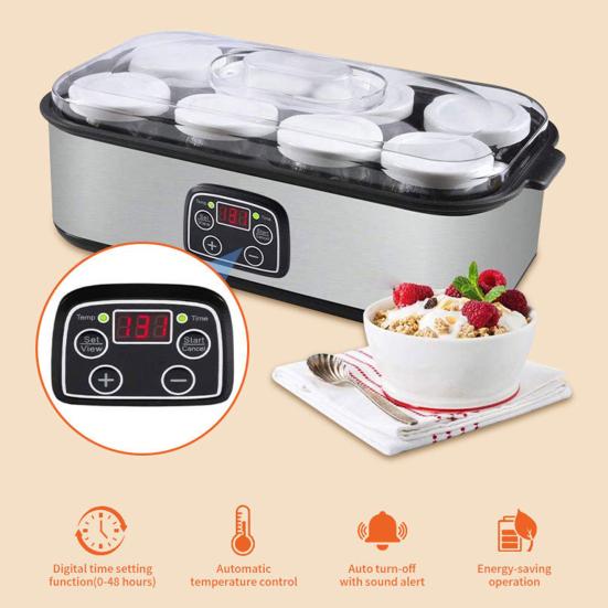 Yogurt Maker with Adjustable Temperature And Time Control EU Socket Constant Temperature Fermentaion 8
