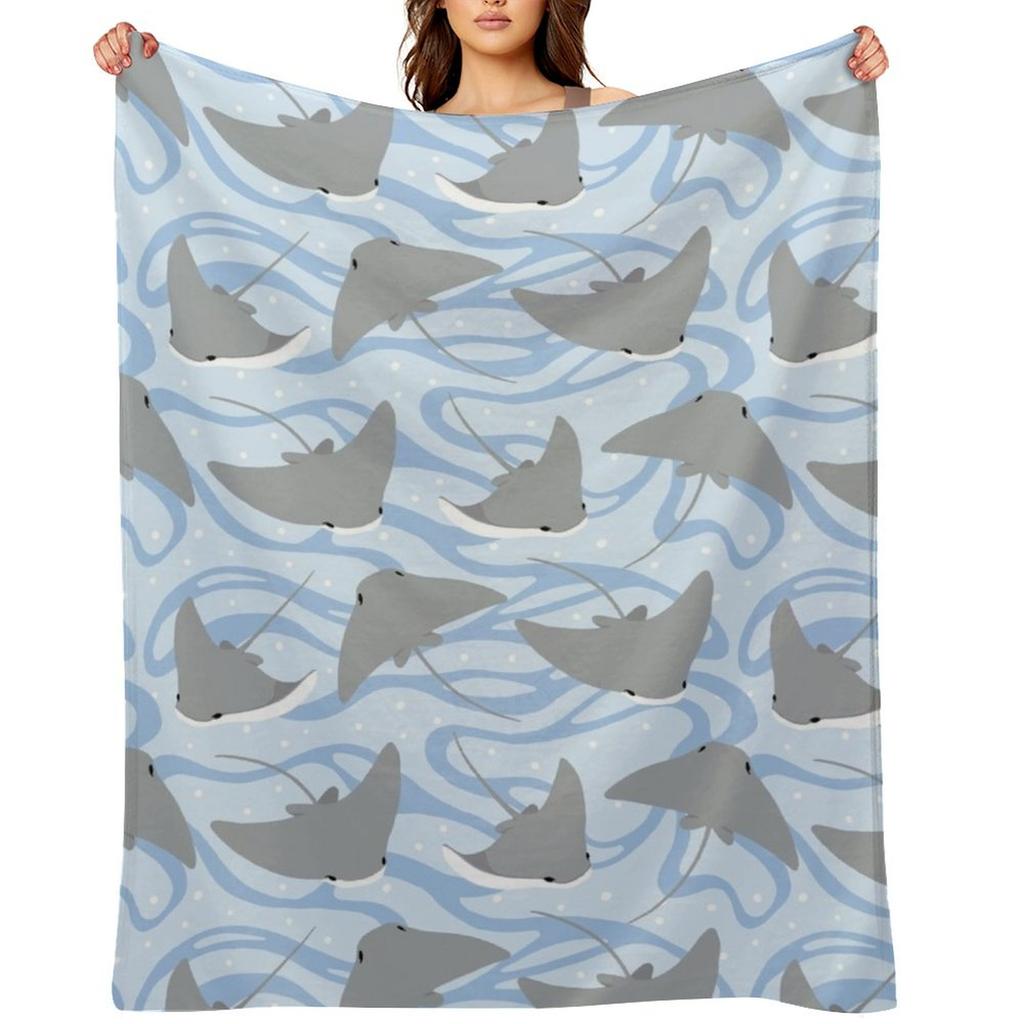 Stingrays - Cownose Ray - Sticker Pack Throw Blanket Cute Plaid Beach Decorative Throw Winter beds Blankets