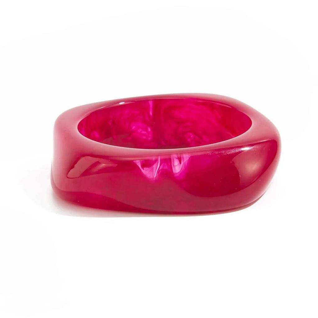 Salircon 3 Color Punk Chunky Resin Acrylic Bangles Set for Women Boho Vintage Irregular Geometric Wide Bracelets Party Jewelry