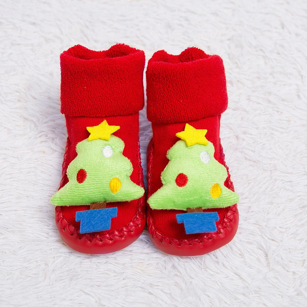 Newborn Baby Boys Girls Christmas Floor Socks Anti-Slip Baby Step Socks