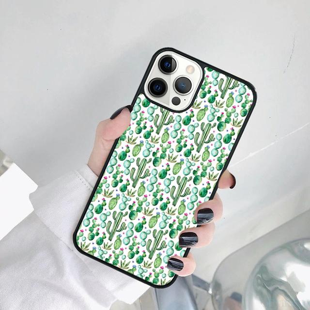 Чехол для телефона с узором кактуса Для iPhone 17 Air 15 Pro MAX 16 Plus 14 12 11 13 coque