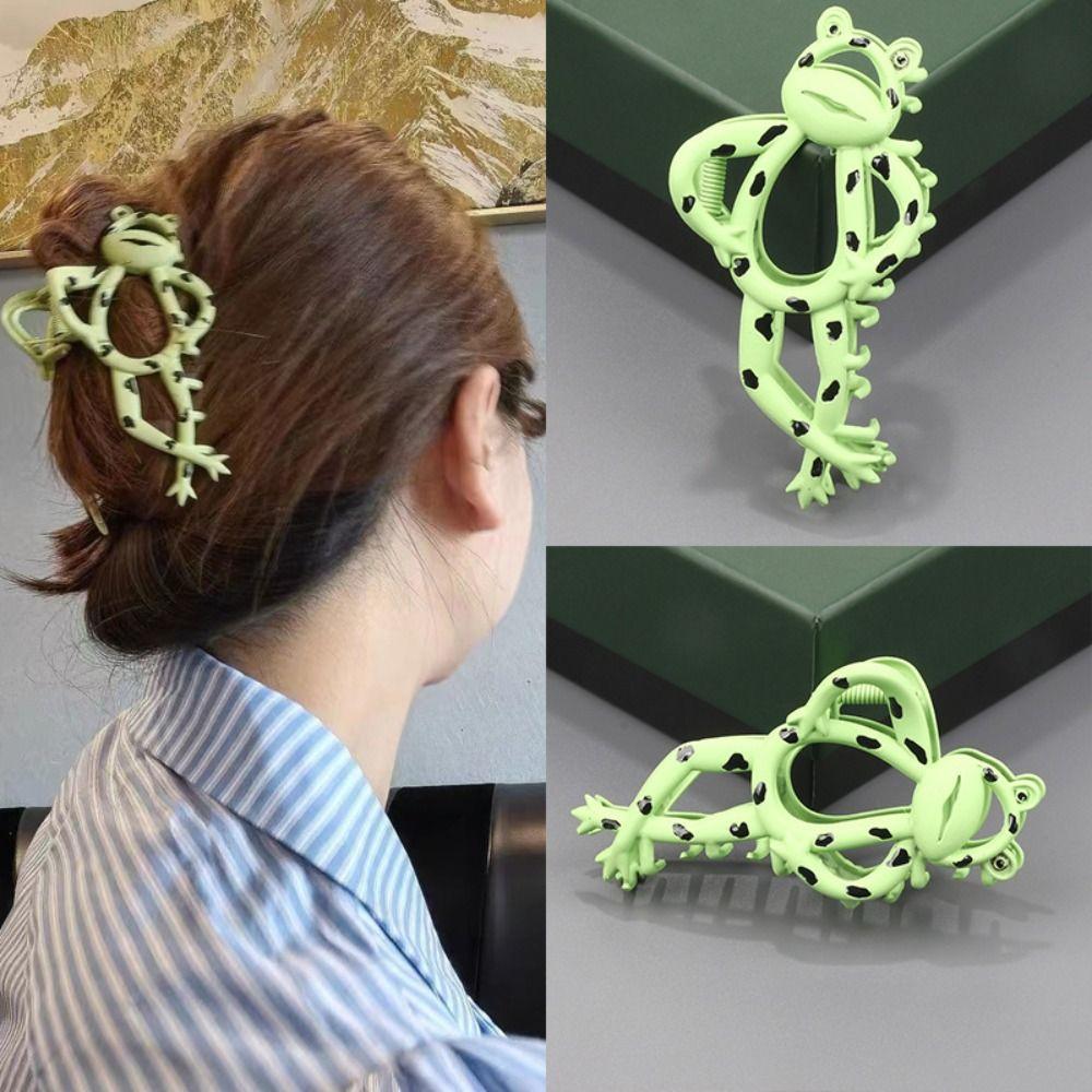 Metal Frog Hair Claw Cartoon Ponytail Hairpin Funny Frog Hair Clip Girls