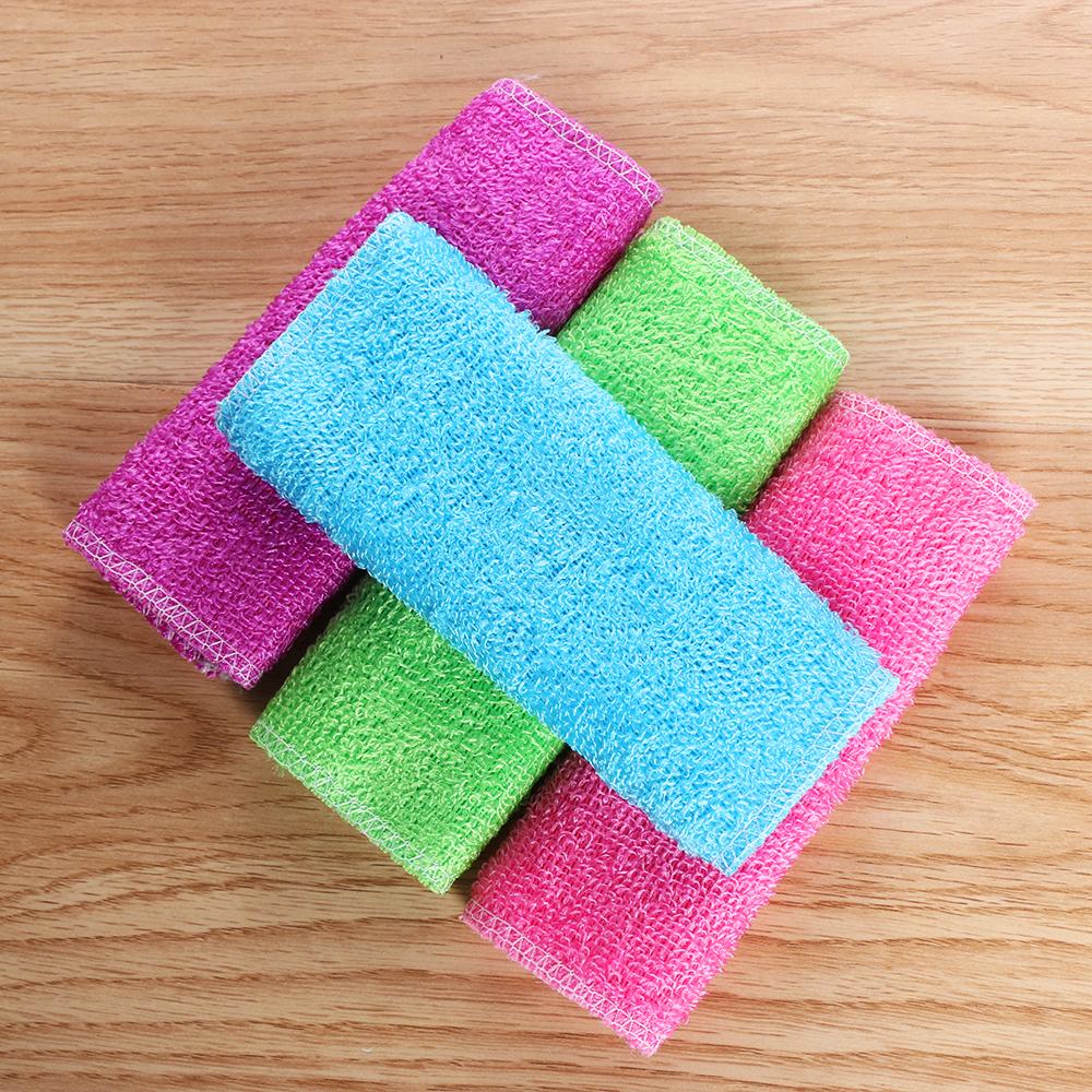 1Pc Soft Multi-color Anti-grease Bamboo Fiber Cleaning Rags Washing Towel Dish Cloth Household Kitchen Dinning Accessory