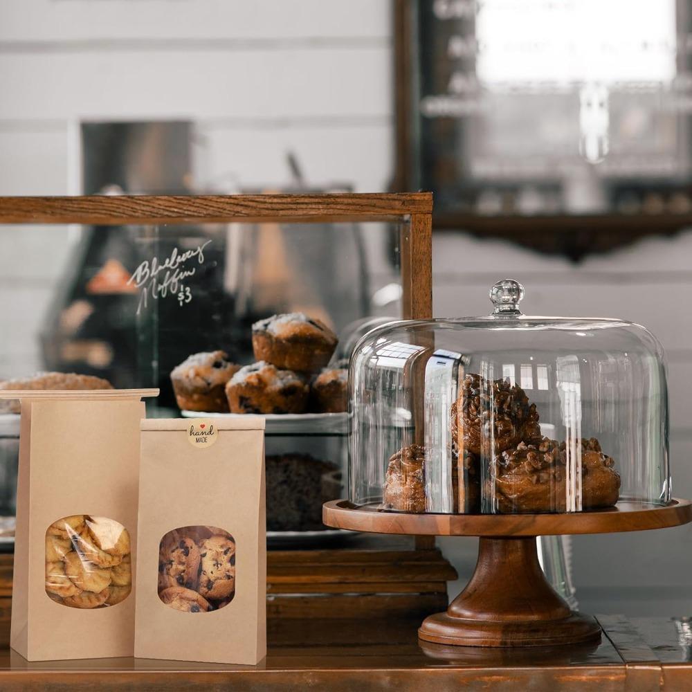 20 шт. Пакеты для выпечки с окном Коричневые крафтовые бумажные пакеты с окном Фиксирующая вкладка с проволокой для выпечки, печенья, кофейных зерен, вечеринок, закусок, хлеба