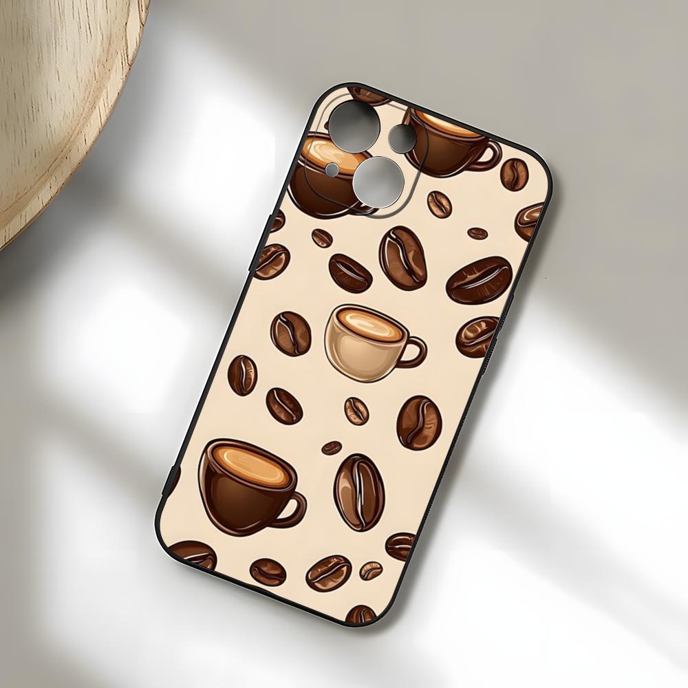 Чехол для телефона с рисунком 'Кофе-арт' для iPhone 17 Pro Max 15 Pro 16 14 Plus 12 13 Mini 11 Pro, противоударный, мягкий