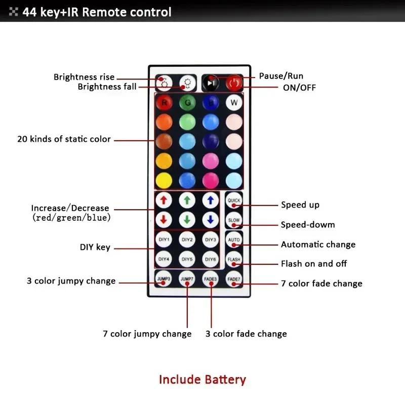 DC 12V LED Controller Single Dual Wire Output Panel Controller 44key IR Remote Controller for RGB 5050 3528 SMD LED Strip Light