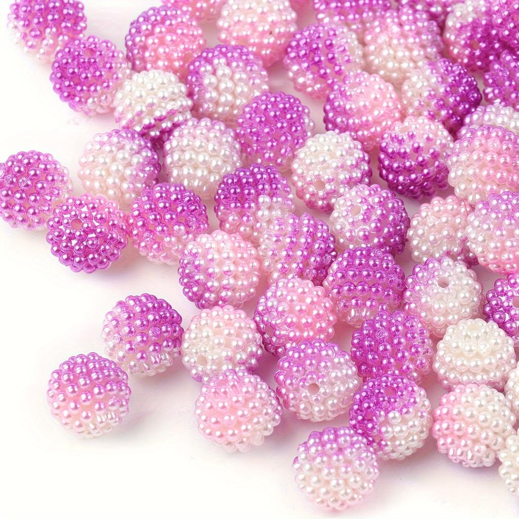 10mm 90pcs/bag Multicolor Acrylic Bayberry Beads Imitation Pearl Beads Round Loose Beads Spacer Beads For Earrings Bracelet Necklace Jewelry Making
