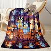 Halloween Bluey Family Personalized Text Blanket Gift Personalized Blanket Soft Warm Cozy for Livingroom Nap Couch Office Chair