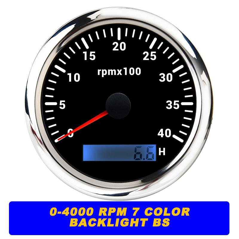New 7 Color Backlight 85mm Tachometer Gauge For Marine Boat Car Truck 9-32V LCD 3K~8K RPM Tacho Digital Hour Meter