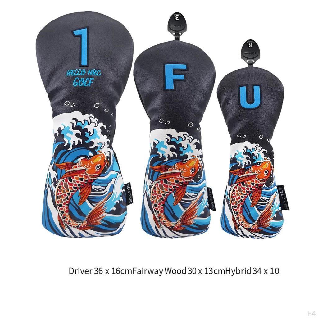 3 шт. чехлы для головок клюшек для гольфа, драйвер Fairway, износостойкие деревянные гибридные гольфисты