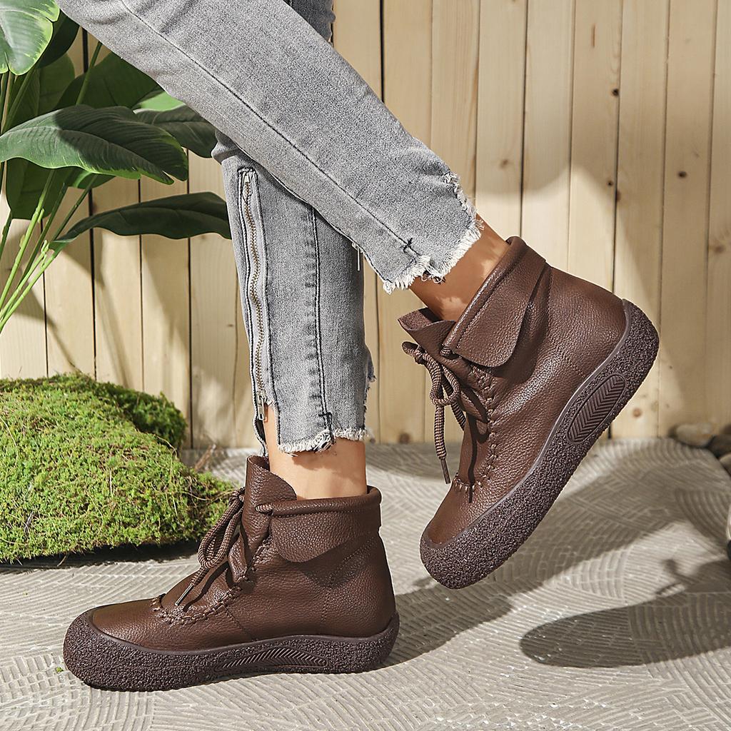 Fashion Comfortable Increase Non-slip Boots Women Boots Breathable Single Shoes Winter Car Suture Strap Oxford Lace Up Shoes