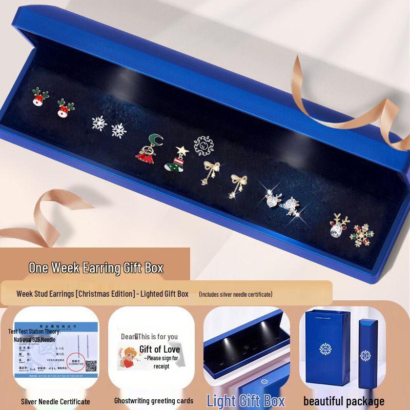 S925 Silver Snowflake Earrings Set: Elegant Week-Long Gift for Girlfriend