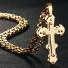 Orthodox Cross Pendant Necklaces for Men Stainless Steel Catholic Jesus Necklace  Silver Color Byzantine Chains Male Jewelry