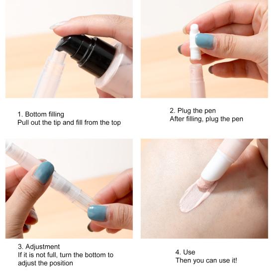 Ручка-дозатор 2 мл/5 мл Прозрачная Хорошая герметизация Гигиеничная Удобная для переноски Износостойкая ПП-материал Жидкая тональная основа Вращающаяся ручка для переупаковки