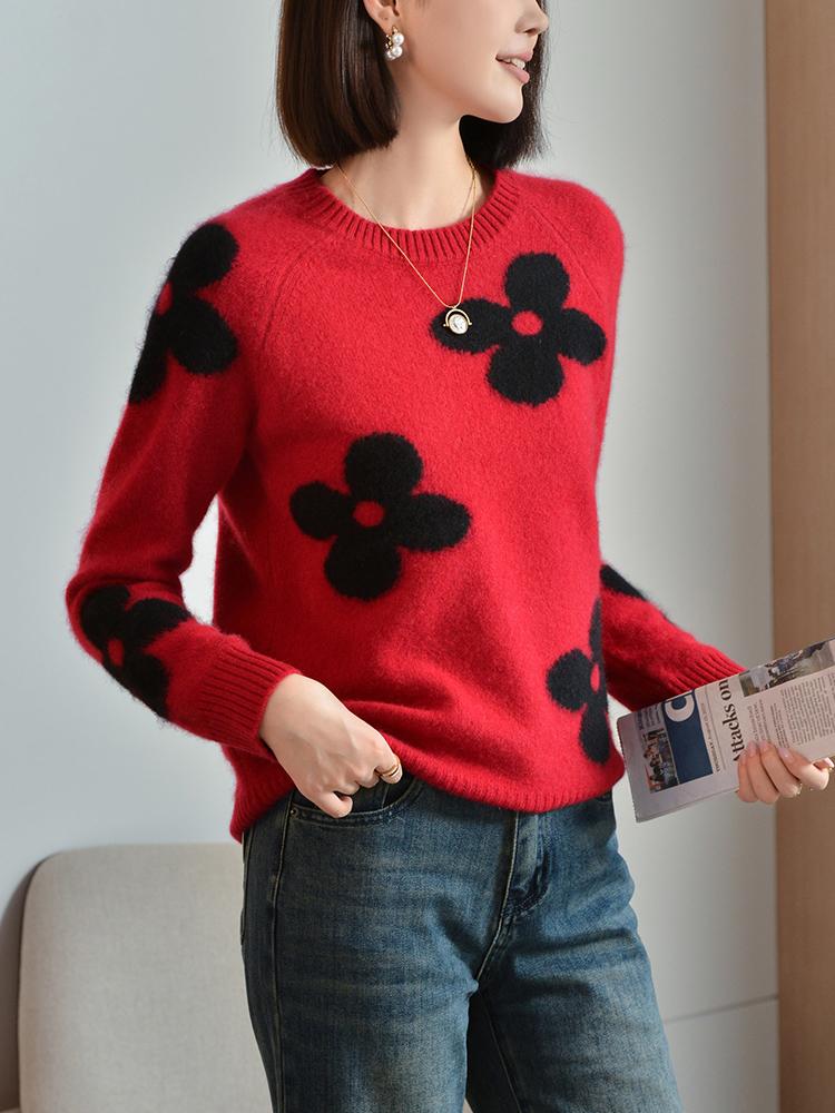 Женский кашемировый свитер Qinghe Cashmere 30% Кашемир 70% Шерсть Осенне-зимний кашемировый пуловер Мягкий и теплый