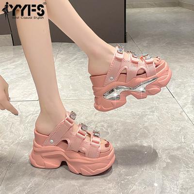 Босоножки с открытым носком для женщин, повседневные летние, новые, европейская и американская мода, на толстом каблуке, на толстой подошве, босоножки на высоком каблуке для женщин