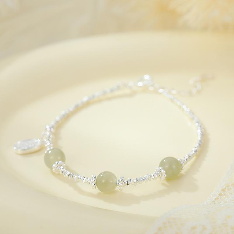 Под деревом баньяна S925 Серебряный браслет с нефритом Хотан для женщин