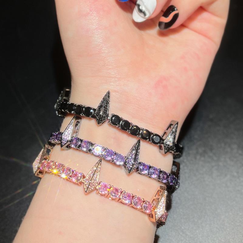 Black Panther Zircon Hip Hop Bracelet - White, Pink, Black & Purple Punk Style Bangle Jewelry