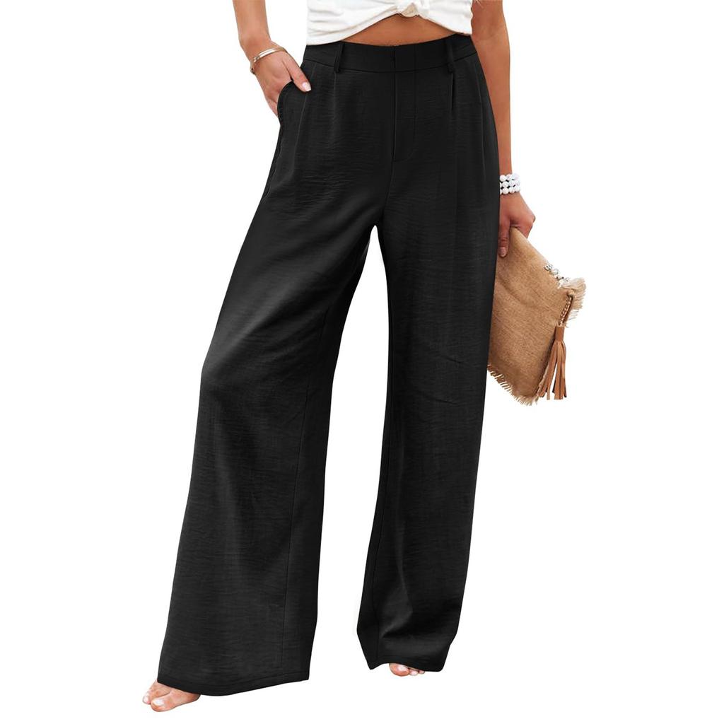 Women's Wide Leg Pants High Elastic Waisted In The Back Business Work Trousers Long Casual Pants
