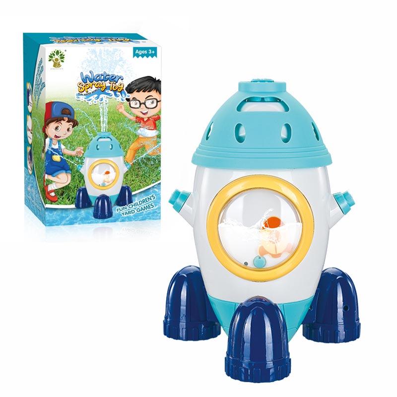 Cross-Border Space Rocket Rotating Sprinkler - Fun Outdoor Water Toy for Kids