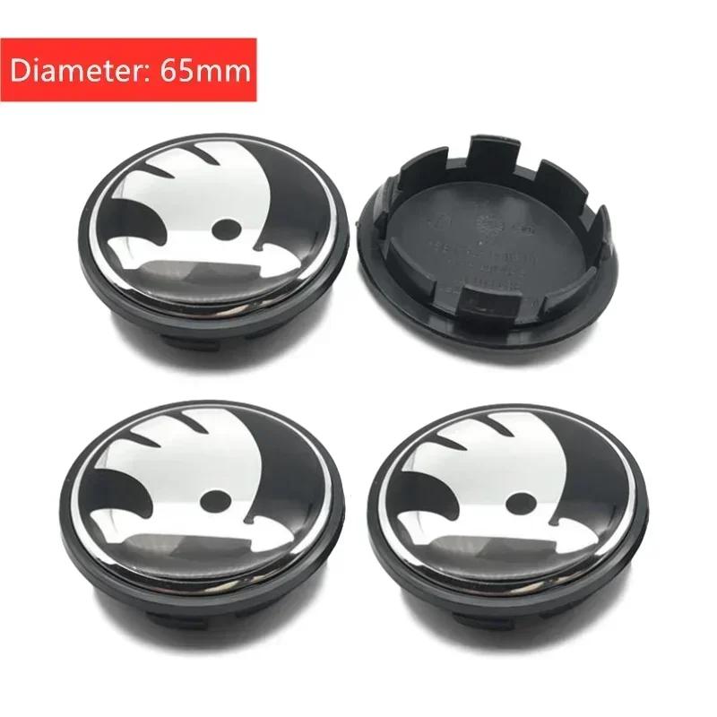 CXUX8 4PCS Car Wheel Center Hub Caps Tire Decoration For Skoda Logo Rapid Kodiaq Fabia Karoq Laura Superb VRS Yeti Octavia Scala