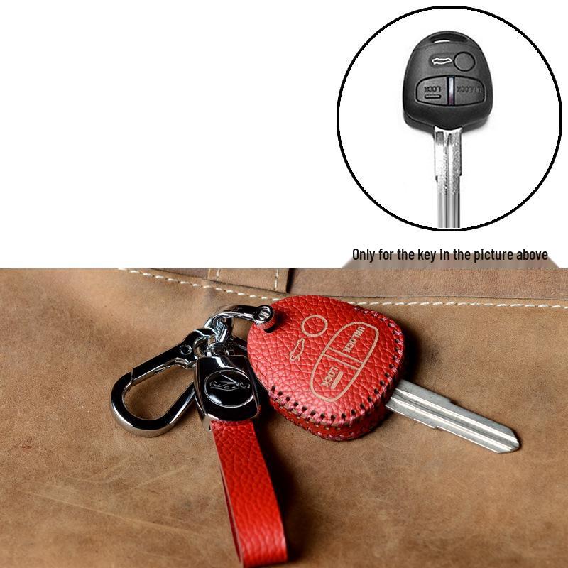 Кейс для ключей Mitsubishi: Кожаный чехол на кнопке для GAC Outlander, Eclipse Cross, ASX, Lancer и Pajero Sport