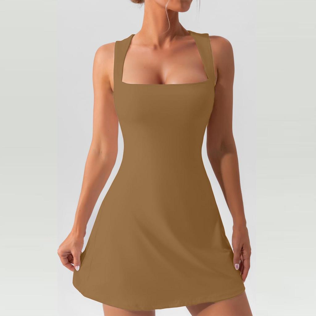 Женское платье с лифом и квадратным вырезом без рукавов, майка, эластичные платья