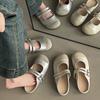 Fashion Temperament Splicing Versatile Mary Jane Shoes Women's 2025 Summer New Wear Flat Bottom Non-slip Bag Head Cool Slippers