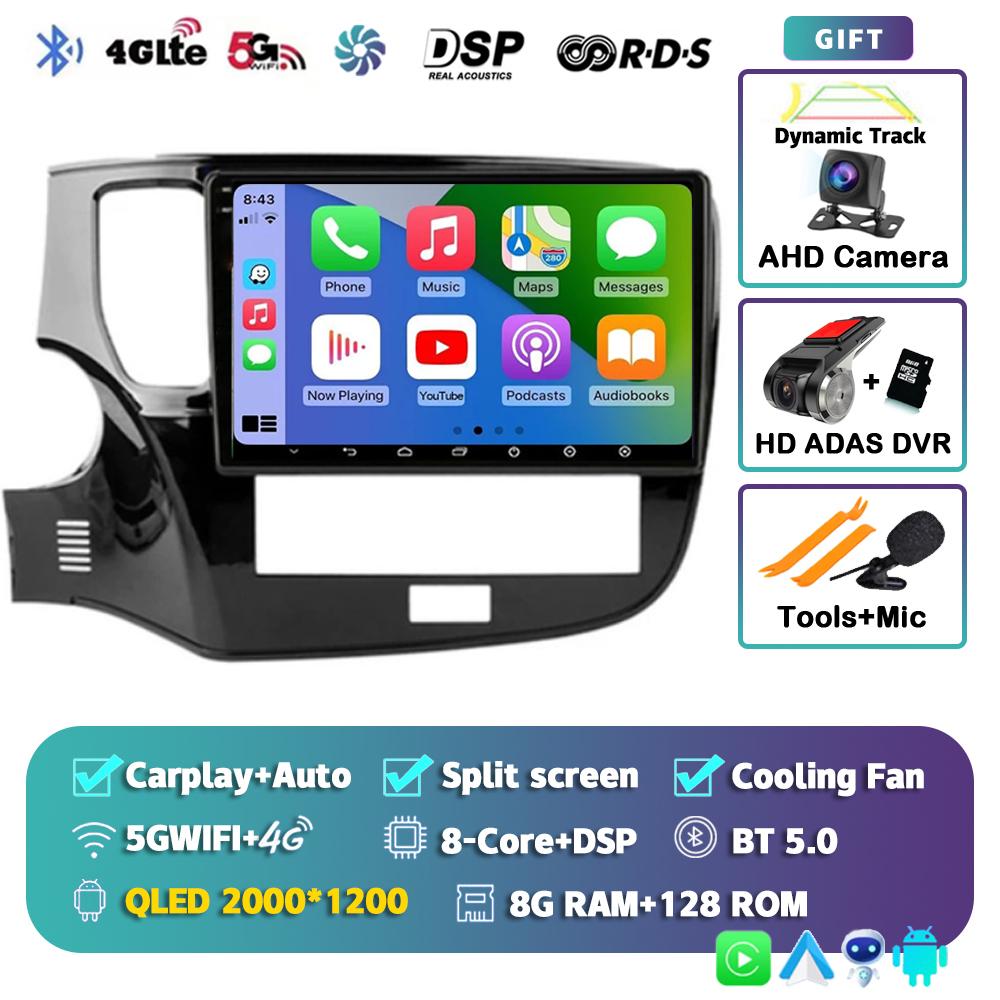 Android 14 Carplay Car Radio для Mitsubishi Outlander 3 GF0W 2018-2021 2din Multimidia Видеоплеер Навигация Головное Устройство Стерео