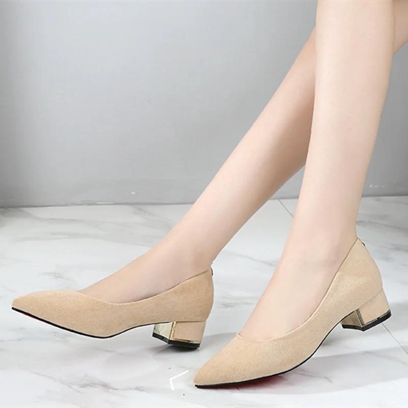 Женские туфли-лодочки на квадратном каблуке Серые туфли без шнуровки с острым носком на низком каблуке Детские замшевые элегантные удобные 34-43 26 см Роскошный дизайнер