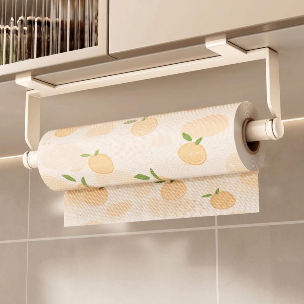 No Drill Roll Paper Holder Wall Mounted Paper Towel Rack Cling Film Storage Rack Apartment