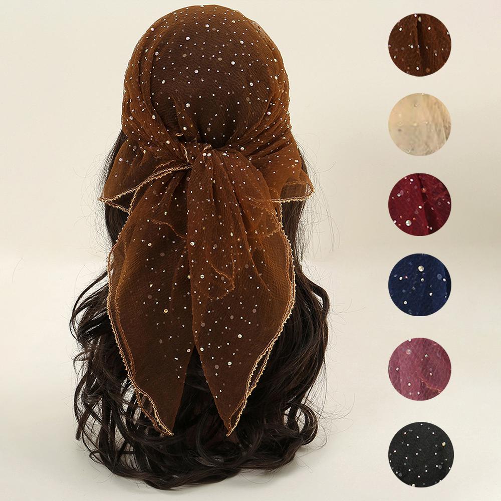 Women's Glitter Decor Elegant Scarf Casual Trendy Scarf for Daily Wear Versatile Exquisite Scarf for Birthday Gift Turban Hijab