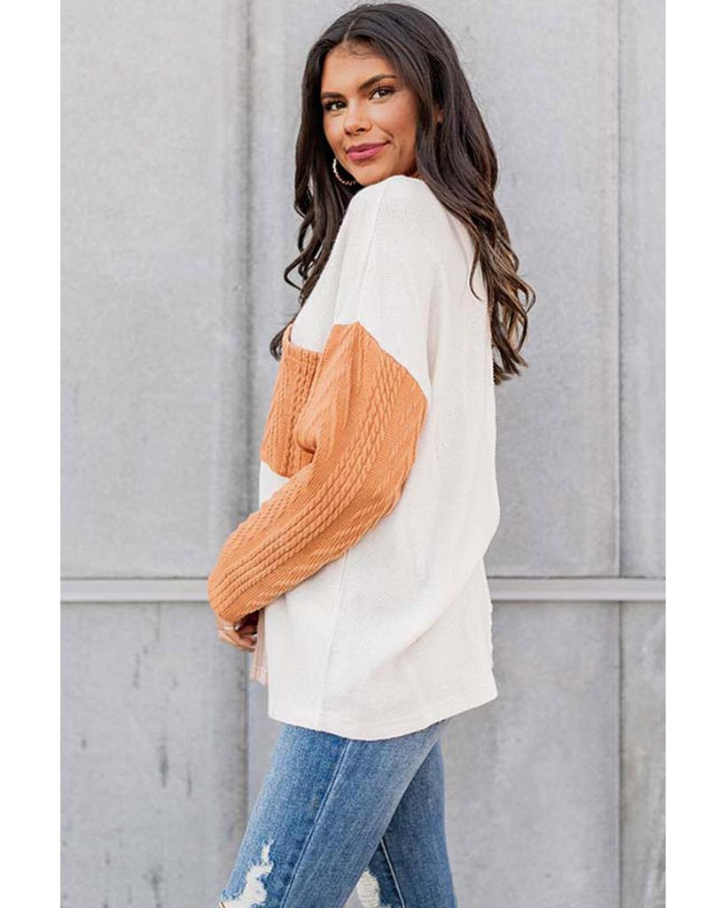 Azura Exchange Текстурированный трикотажный топ с нагрудным карманом в стиле колор-блок