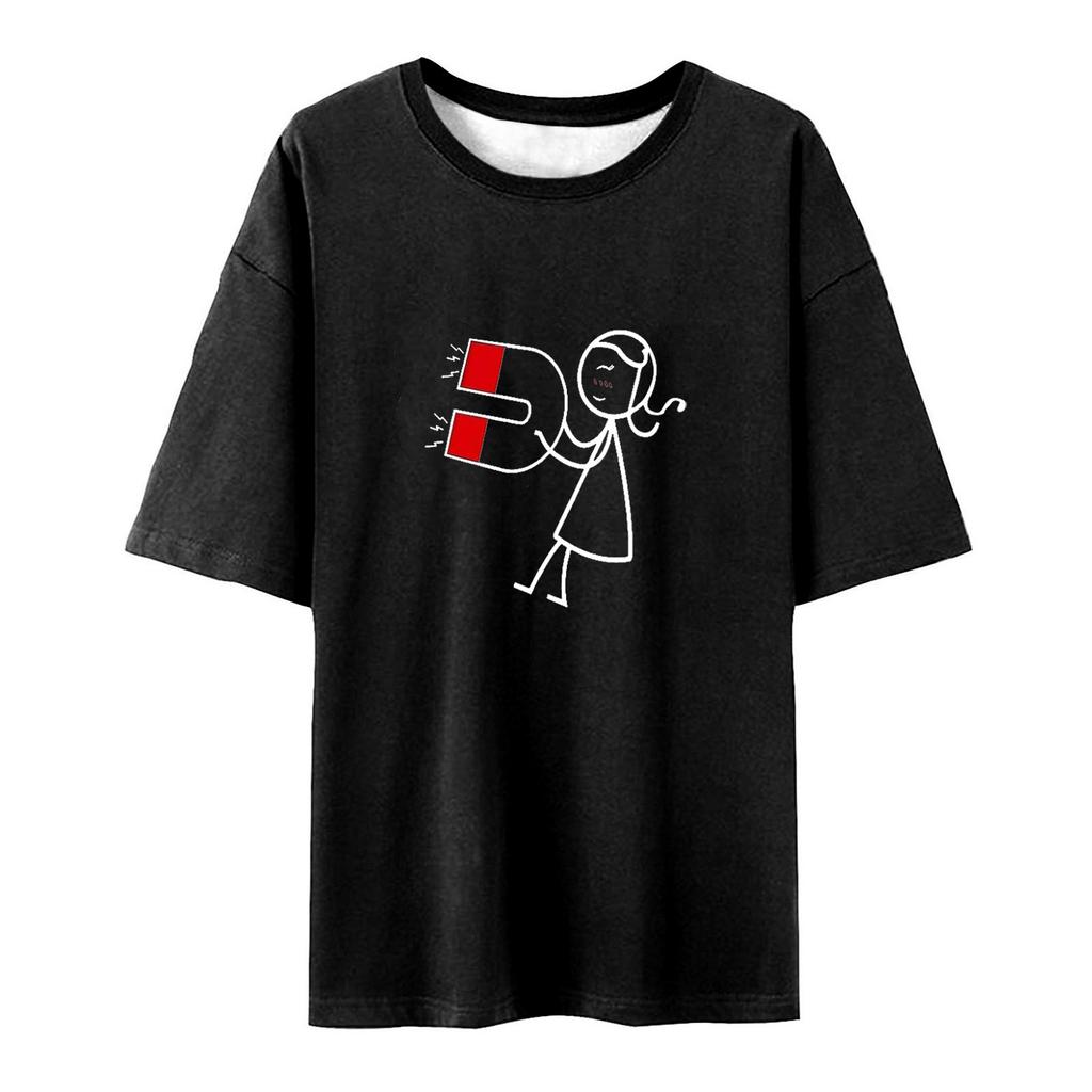 Женские топы с короткими рукавами и круглым вырезом с принтом, парные футболки для него и нее, одинаковые парные рубашки