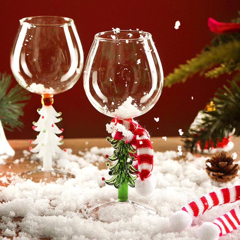 Бокалы для вина для вечеринки, элегантный бокал для напитков в виде рождественской елки, рождественский подарок с мини-шарфом, стеклянный бокал 1/2 шт.