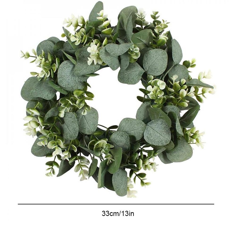 Создание праздничной атмосферы 33 см искусственный венок реалистичные цветы зеленый эвкалиптовый венок листья венок для стены входной двери