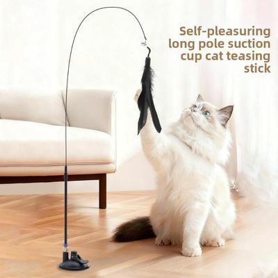 Игрушки для скучающих кошек, Присоски, Игрушки для кошек, Длинные удочки, Саморазвлекающие игрушки для кошек, Игрушки для кошек с перьями и колокольчиком