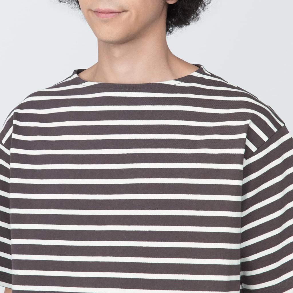 Футболка мужская MUJI Washed Thick Boat Neck Half Sleeve AB1MBA4S Dark Brown Pattern S