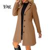 Women Casual Coat Notch Lapel Collar Long for Women, Sleeves Single Breasted Coats Blazer Jacket, Slim Fit Solid Color Outerwear Fall Winter