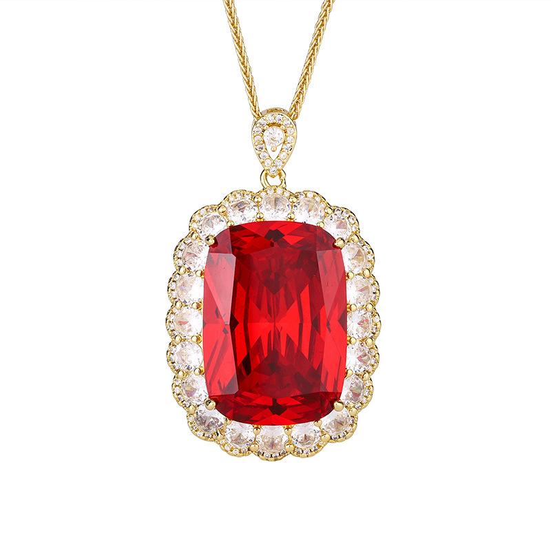 Ювелирные изделия Медное основание Позолоченная Имитация Цветной Сокровище Золотой Подвеска Ожерелье Камень 20 * 28