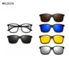 5 Lenes Magnet Clip Sunglasses Square Men Polarized Gray  Frame Custom Prescription Women Myopia Glasses