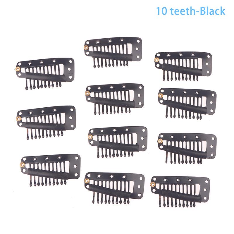 10 шт. Защелкивающиеся клипсы для париков с 9/10 зубцами, Портативные металлические защелкивающиеся заколки для волос для аксессуаров для наращивания волос, Инструмент10 шт. Клипсы для наращивания волос