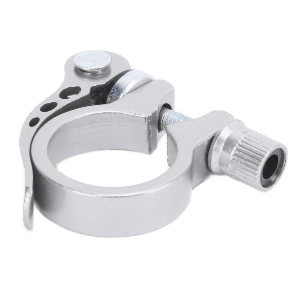 Seatpost Clamp Aluminum Alloy Quick Release Saddle Tube Clip for Mountain Bikes 3cmSilver