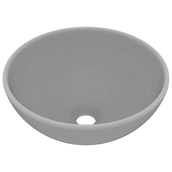 VidaXL Round Luxury Bathroom Sink Countertop Washbasin Toilet Hand Basin Cosmetic Room Interior Matte Light Grey 146971