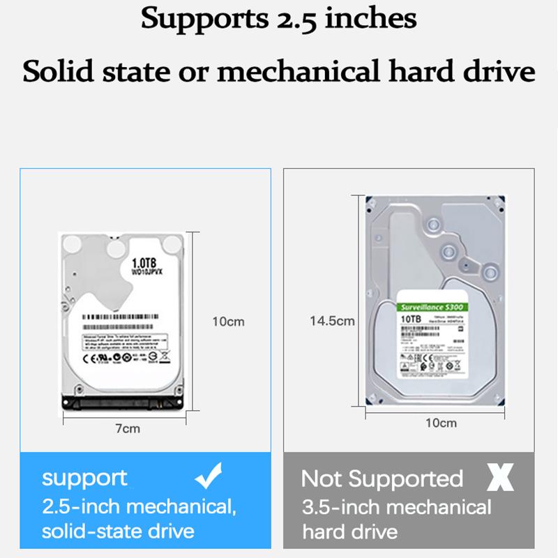 2,5-дюймовый корпус для внешнего жесткого диска SATA, корпус для жесткого диска USB 3.0 2.0, корпус для жесткого диска SATA SSD 6 ТБ для ноутбука, высокоскоростная передача данных 5 Гбит/с