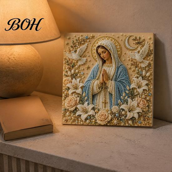 Decorative Balcony Pieces DIY Jesus Pearl Art Kit, Diamond Painting for Adults, Christian Mosaic Colorful Crafting Materials Craft Christ Gem Crafts,