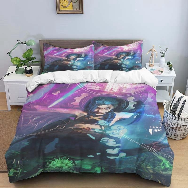 Cartoon Game Jinx Arcane_ League of Legends Комплект постельного белья King Twin Double Child 3 Piece Micofiber или Polyester Duvet Cover Sets