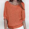 Spring and Autumn Women's Knitwear Solid Color Round Neck Knit Sweater Commuter Elegant Seven Sleeve Top