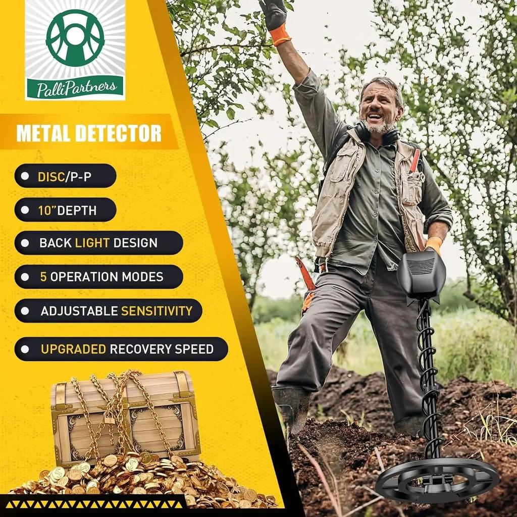 Подземный металлоискатель Металлоискатель Устройство для поиска сокровищ Регулируемый режим Notch & DISC Функция точного определения местоположения